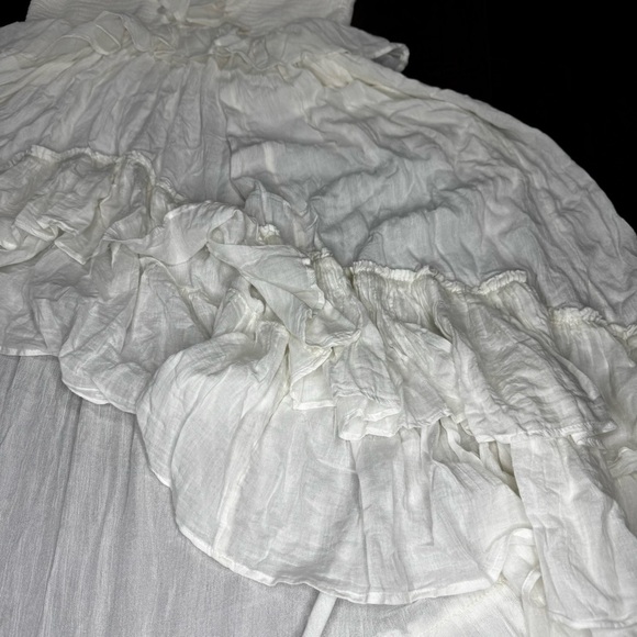 Free People Sunsational Midi Elegant White Ruffled Dress Large Nwt - Picture 5 of 15